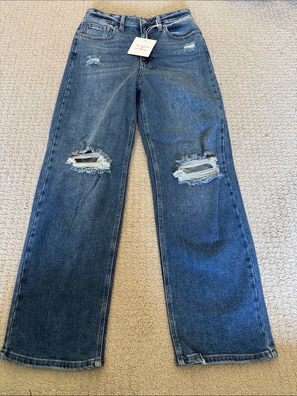 Just Black Women’s Straight Leg Distressed Blue Jeans